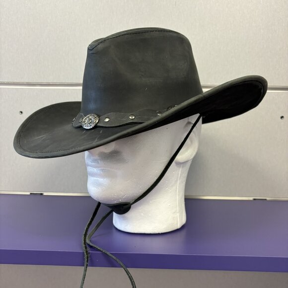 Wide Leather Cowboy/ Cowgirl Western Hat - Picture 6 of 13